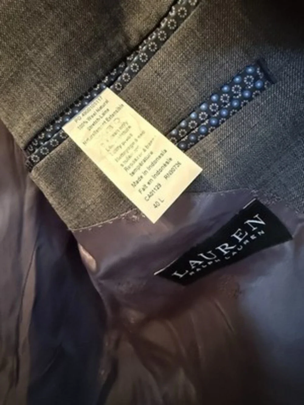 Lauren Ralph Lauren Gray Blazer 100% Wool Jacket 40L